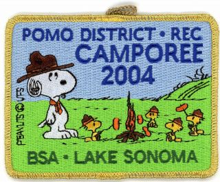 Snoopy & Woodstock Bsa Camporee Patch 2004 Gold Border
