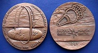 Russian Cosmos Us Space Nasa Medal Bronze Ussr Soviet Russia Rocket Earth