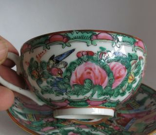 Canton Chinese Porcelain Famille Rose Tea Bowl Cup and saucer C.  1900 3