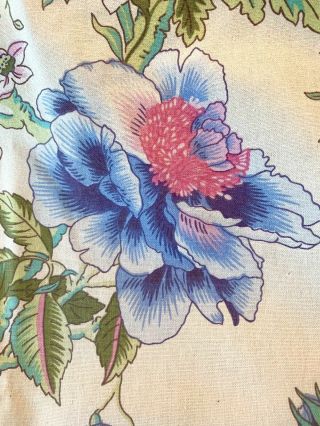 Grand Coupon Tissu Ancien Vintage Style Boussac Large Fleur Cotton Flower Fabric