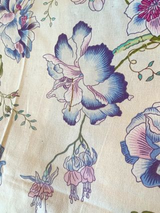 Grand Coupon Tissu Ancien Vintage Style Boussac Large Fleur Cotton Flower Fabric 3