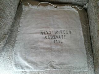 Vintage Beck & Beck Sunbury Pa Cloth Deposit Money Bag