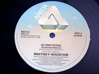 EX/EX Whitney Houston/So Emotional/1987 Arista 12 