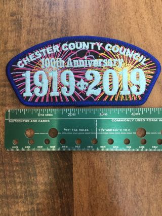 Chester County Council (pa) 100th Anniversary Shoulder Patch Bsa 2019 Fireworks