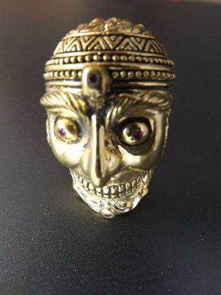 Tibetan Buddhist Sugar Carved Kapala Skull Mens Signet Rings Size 9
