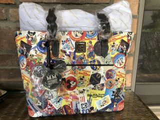 Nwt Disney Dooney Bourke 90th Mickey Through The Years Collage Celebrations Tote