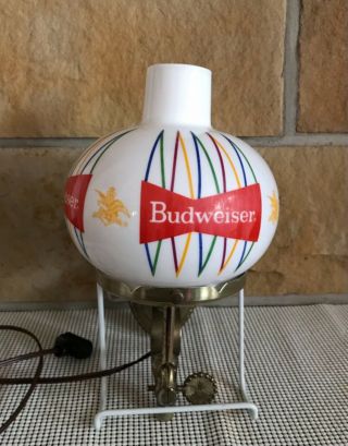 Vintage Budweiser Bud Beer Brass Lighted Wall Globe Sconce Bar Lamp Advertising