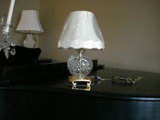 Vintage Waterford Crystal & Brass Lismore Table Lamp 10 "