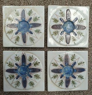 Four Vintage Royal Copenhagen Aluminia Faience Tiles - Berte Jessen