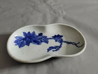 Antique Japanese Blue White Ceramic Porcelain Bowl 7  L By 4  W