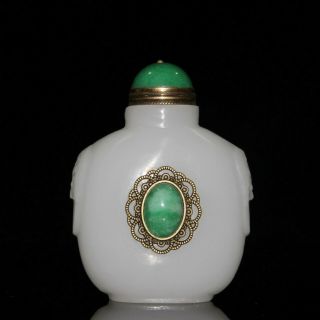 Exquisite China Hotan Jade White Jade Hand - Made Snuff Bottle