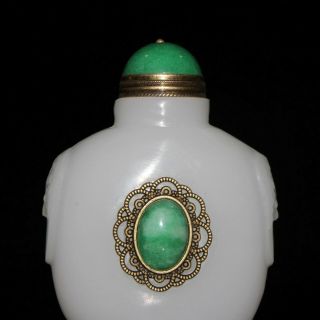 Exquisite China Hotan Jade White jade Hand - made Snuff bottle 2