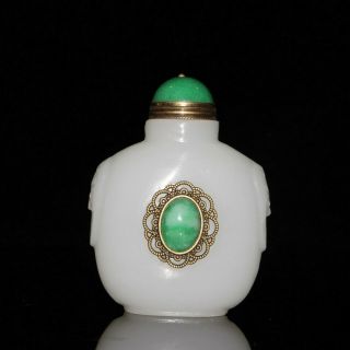 Exquisite China Hotan Jade White jade Hand - made Snuff bottle 3