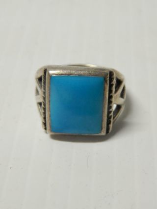 Vintage Navajo Indian Sterling Silver Turquoise Square Stone - Great Gift