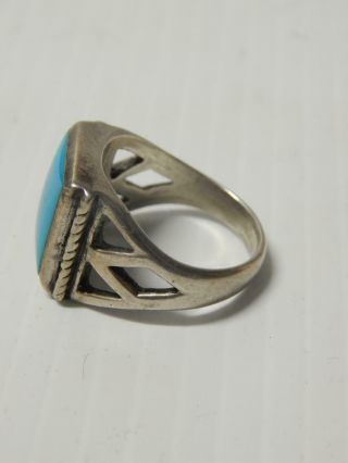 VINTAGE NAVAJO INDIAN STERLING SILVER TURQUOISE SQUARE STONE - GREAT GIFT 2