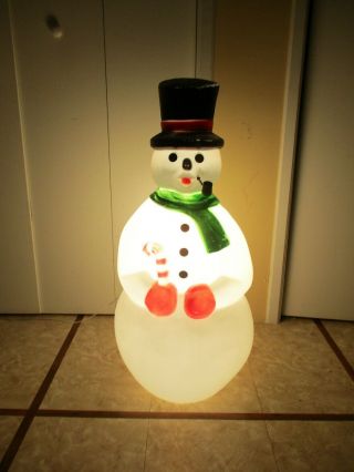 Vintage Frosty The Snowman With Pipe In Mouth Lighted Christmas Blow Mold (a)