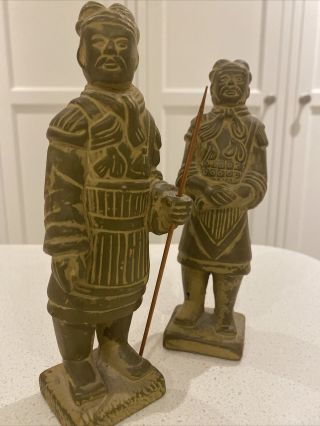 Vintage Chinese Sculptures Terracotta Warriors X2 2
