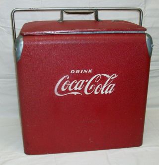 Vintage Embossed " Coca - Cola " Metal Cooler W/tray & Bottle Opener Side - Drain Coke