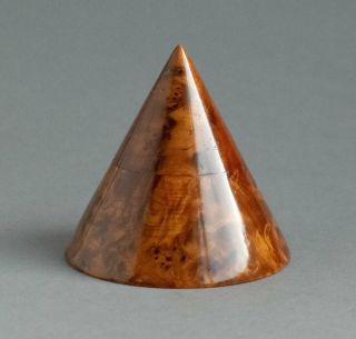 Unusual Vintage Burr/burl Wood Wooden Cone Trinket Pot Box Art Deco Keepsake
