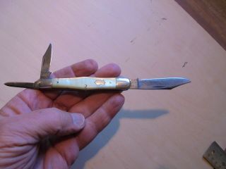 Ec Simmons Keen Kutter Vintage Antique Whittler Pocket Knife Fiery Pearl Handles
