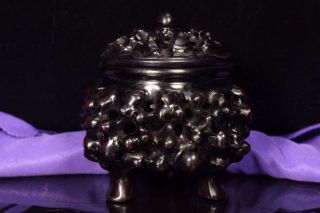 Chinese Natural Ebony Wood Hand - Carved Exquisite Hollowing Brush Pot 60521