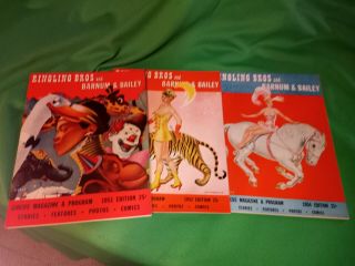 3 Ringling Bros.  And Barnum & Bailey Circus Programs 1951 - 52 - 54