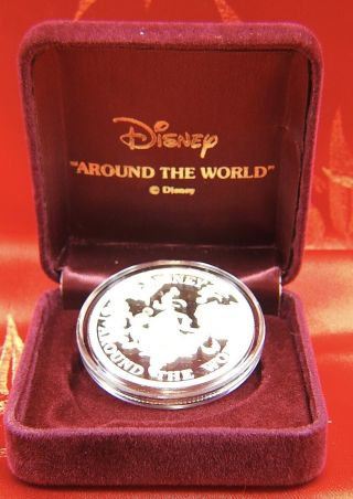 Complete Set Of 7 Disney " Around The World " 1oz.  999 Fine Silver In Cases