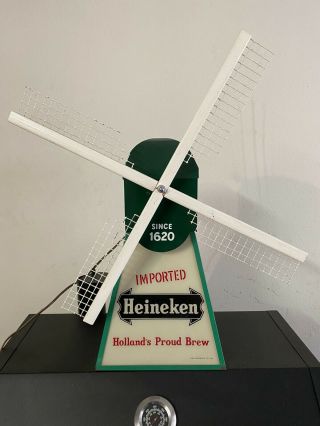 Vintage Early Version Heineken Beer Motorized Lighted Windmill Sign 2