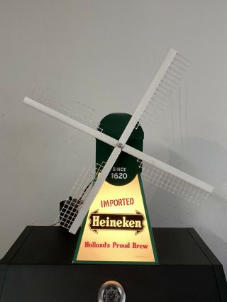 Vintage Early Version Heineken Beer Motorized Lighted Windmill Sign 3