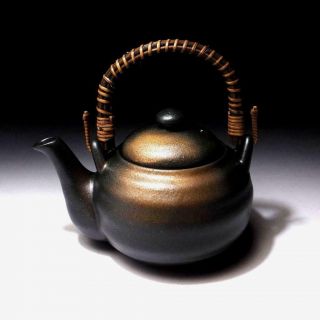 @vh34: Vintage Japanese Pottery Tea Pot With Wooden Handle,  Tanba Ware
