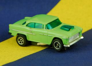 Vintage Aurora Afx Ho Slot Car 55 " Chevy Lime Green White Pipes Chevrolet Gasser