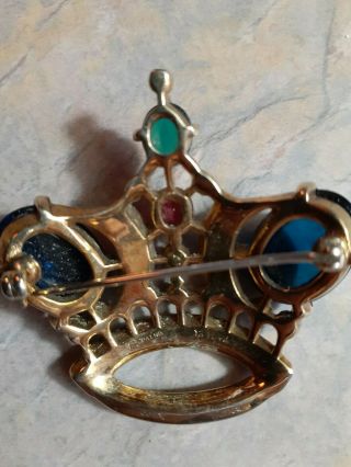 Vintage Trifari Alfred Philippe Sterling Jewel of India Rhinestone Crown Pin 2