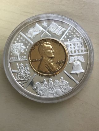 American Lincoln Penny Inlay: Gold And Silver Plated