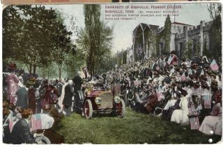 Prez Teddy Roosevelt Printed Color Event Postcard Peabody College Nashville,  Tn