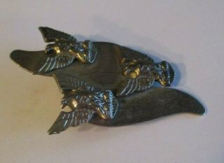 Unique Vintage Sterling Silver Boy Scouts of America BSA Three Eagles Pin Brooch 2