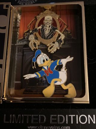 Disney Pin Storybook Haunted Mansion Donald Ghost Jumbo Stained Glass Le 750 Htf