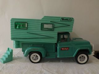 Vintage Rare 1960 Buddy L Camper Truck 5454 Deluxe Green With Stairs