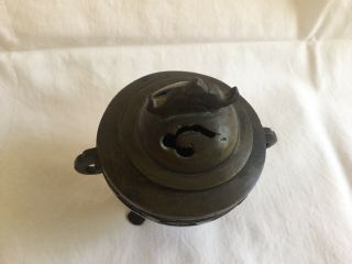 Antique Vintage Chinese Japanese Bronze Incense Burner Censer With Lid 2