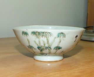 Vintage Antique Chinese Porcelain & Pottery Hand Painted Rose / Tree Bowl Dish