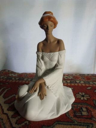 Large Vintage Lladro Porcelain Lady Figurine 10.  5 " Tall Some Damage To Flowers
