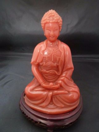 Vintage Wafista Buddha On Stand From Hong Kong 5601 Gautama Sidherta Coral