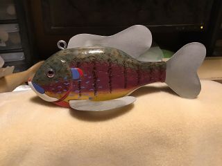 Vintage Jay Mcevers 6 Inch Ice Fish Spearing Decoy Folk Art Fishing Lure 6 3/4