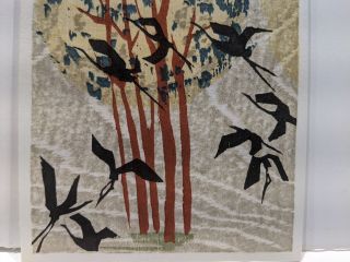 Vintage Unsigned Japanese Woodblock Print Birds 3