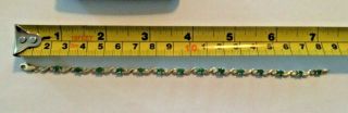 Vintage 10k Yellow Gold 7.  5 " Bracelet With Green Stones,  5.  3 Grams,  Stamped 10k