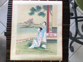 2 ANTIQUE JAPANESE WOODBlOCK PRINTS GEISHA GIRLS SIGNED 10 X 12 ASIAN JAPAN ART 3