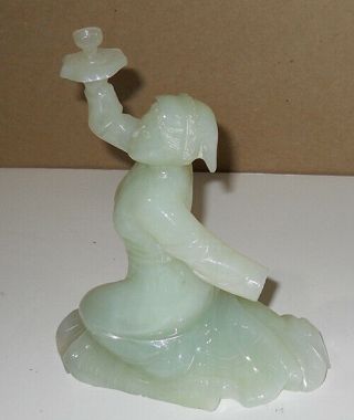 CHINESE GREEN JADE FIGURE OF A WOMAN,  OLDER CARVING 2