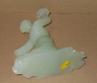 CHINESE GREEN JADE FIGURE OF A WOMAN,  OLDER CARVING 3
