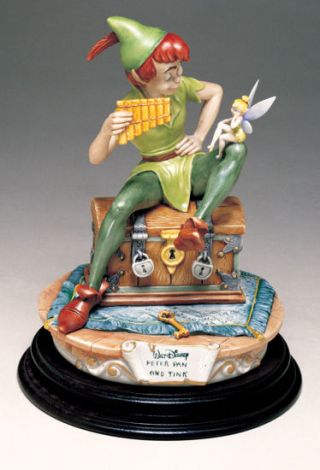Peter Pan With Tinker Bell Tinkerbell Disney Capodimonte C.  O.  A.  Mib Box