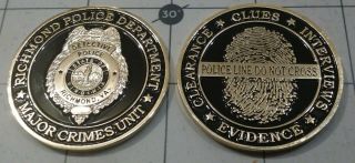 Richmond Police Major Crimes Unit Challenge Coin,  Virginia