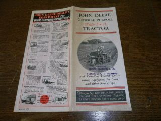 Vintage Sales Brochure John Deere General Purpose Wide - Tread Tractor
